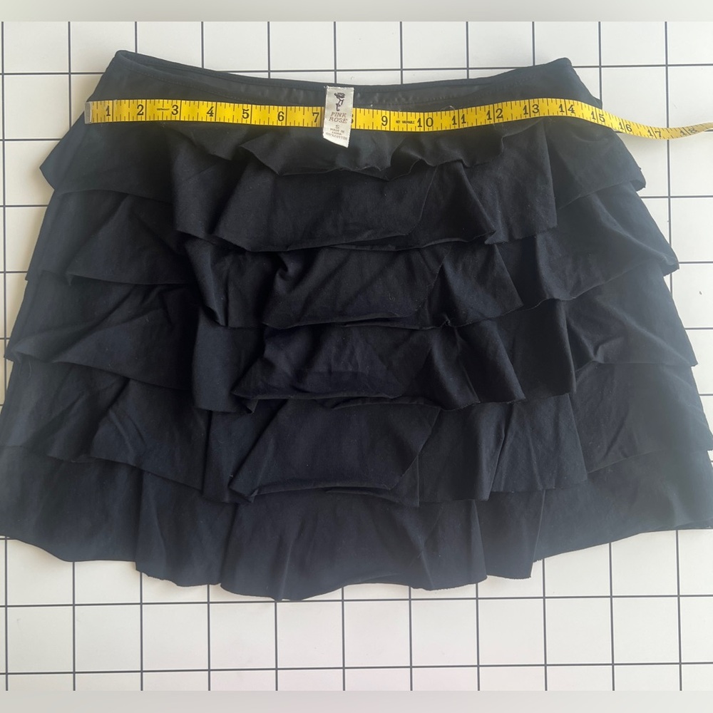 Pom Pom Pink Rose Black Mini Skirt Size S NWOT